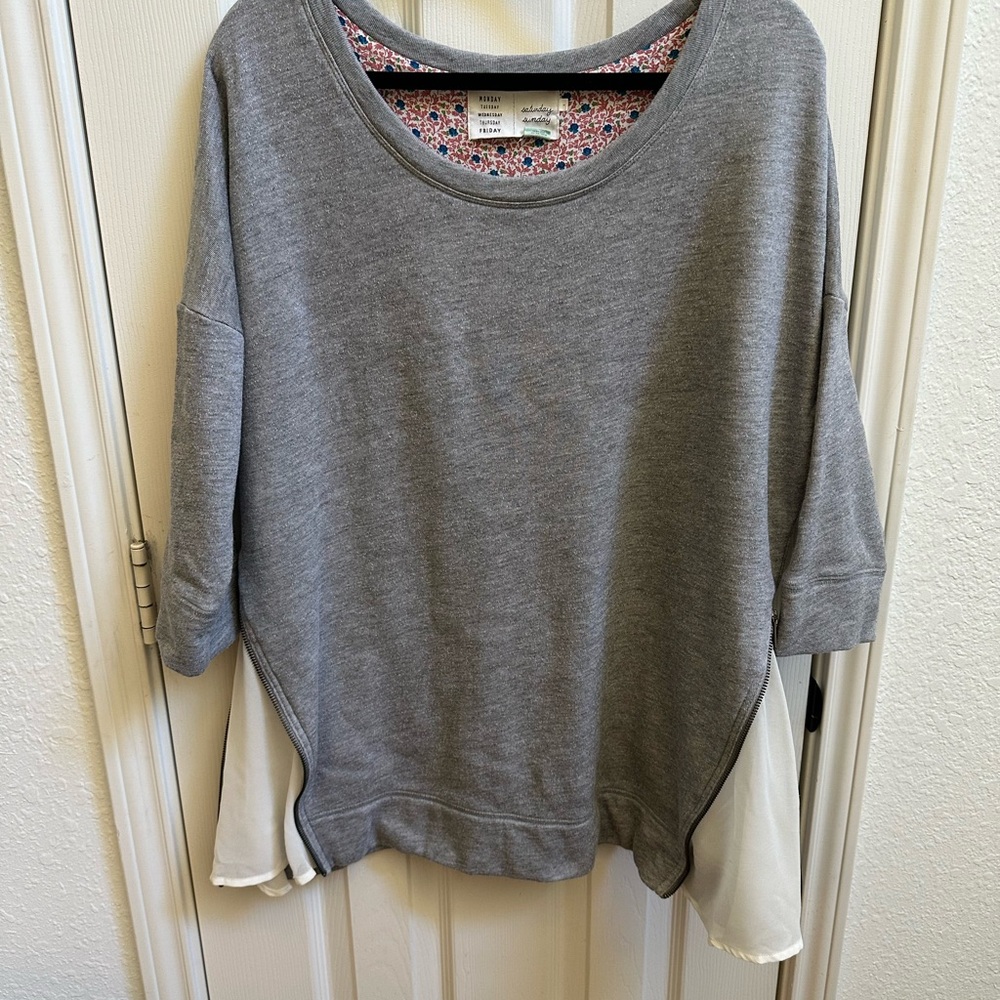 Gray and White Women's Sweatshirt